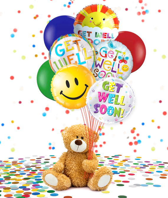 Get Well Bear and Balloon Bunch